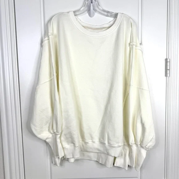 FREE PEOPLE We The Free NEW Camden Sweatshirt Size L White - Picture 2 of 12